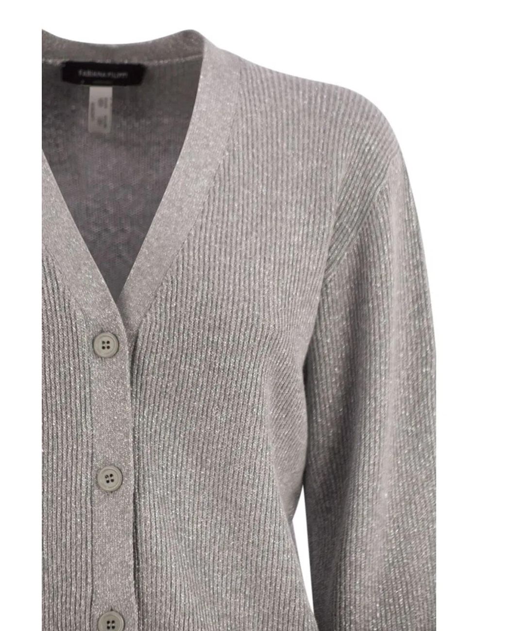 Fabiana Filippi Gray English Ribbed Cardigan
