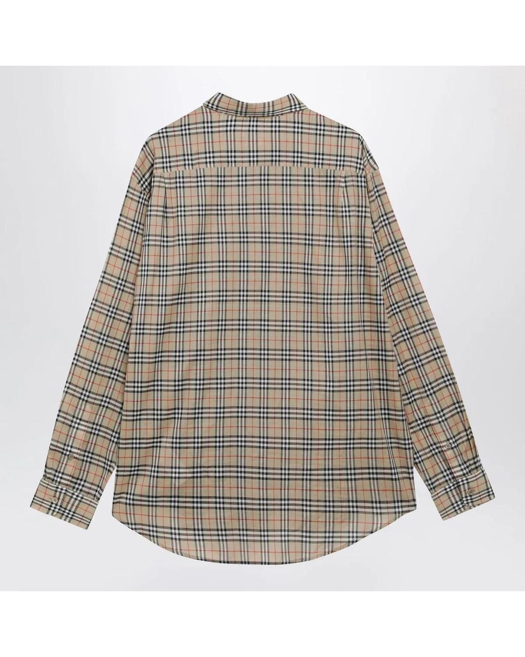 Burberry Gray Check Cotton Shirt for men