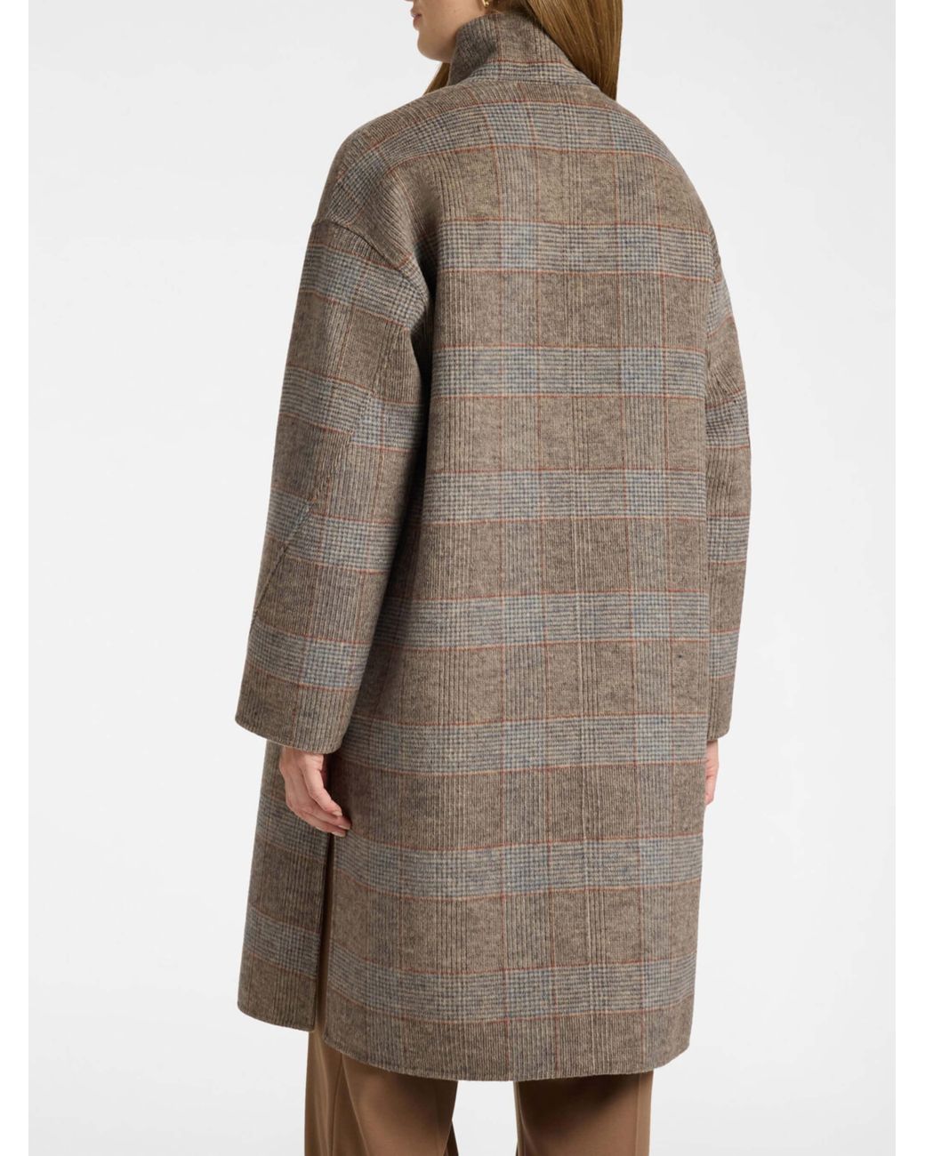 Elena Miro Natural Loose Boxy High Collar Toggle Wool-Blend Coat