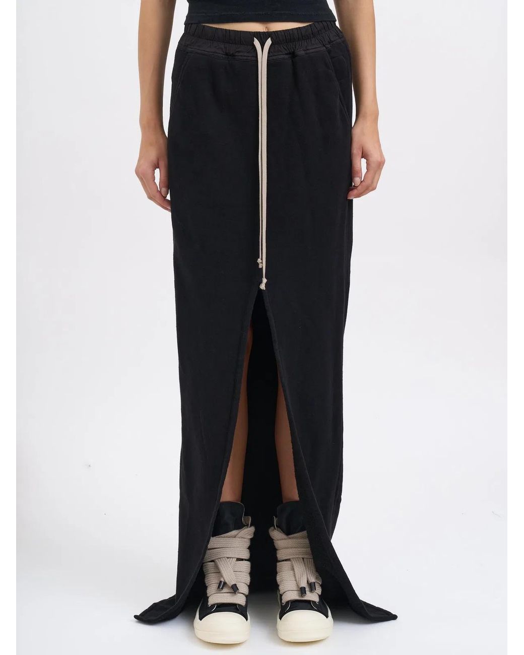 Rick Owens Black Phleg Pillar Skirt Fleece Skirt