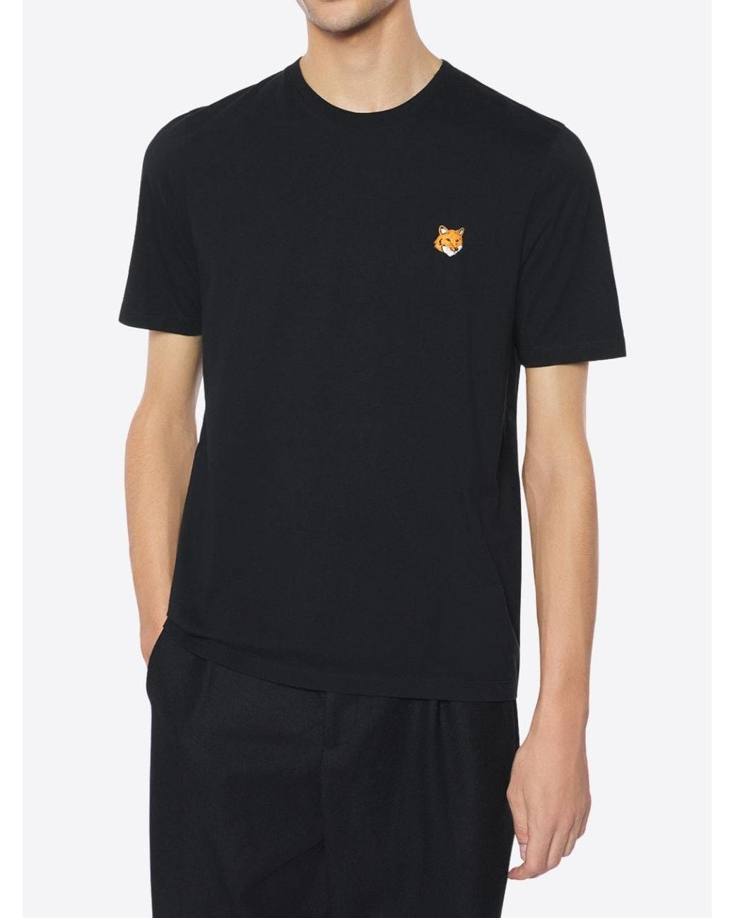 Maison Kitsuné Black Maison Kitsuné Fox Head Regular Tee Shirt for men