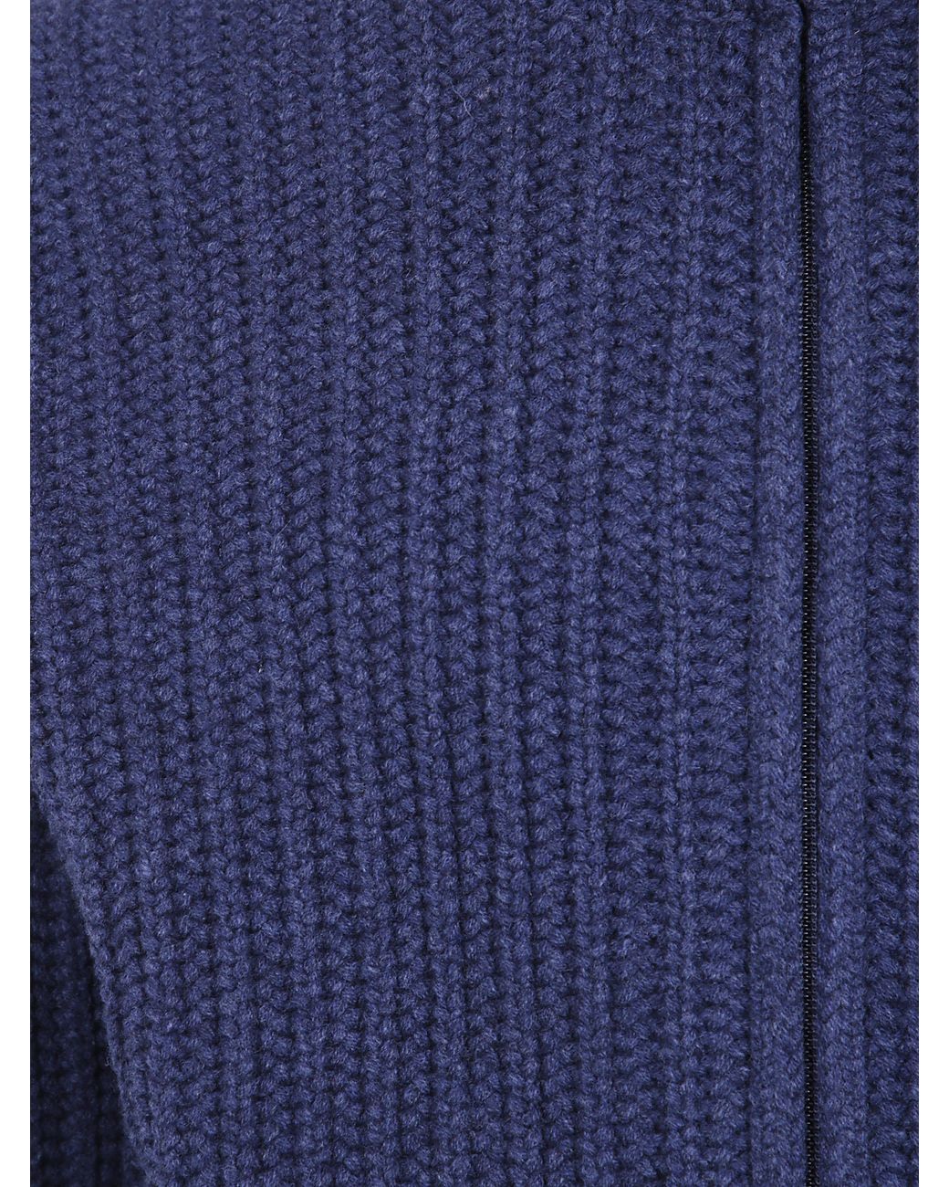 Barba Napoli Blue Wool Cashmere Viscose Full Zip Sweater for men