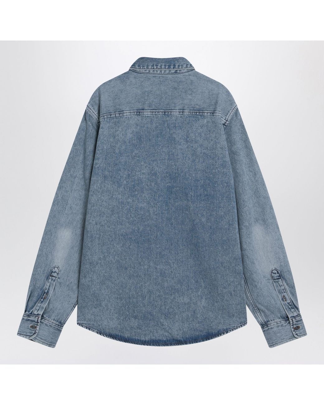 AMI Blue Ami De Coeur Used Denim Shirt for men