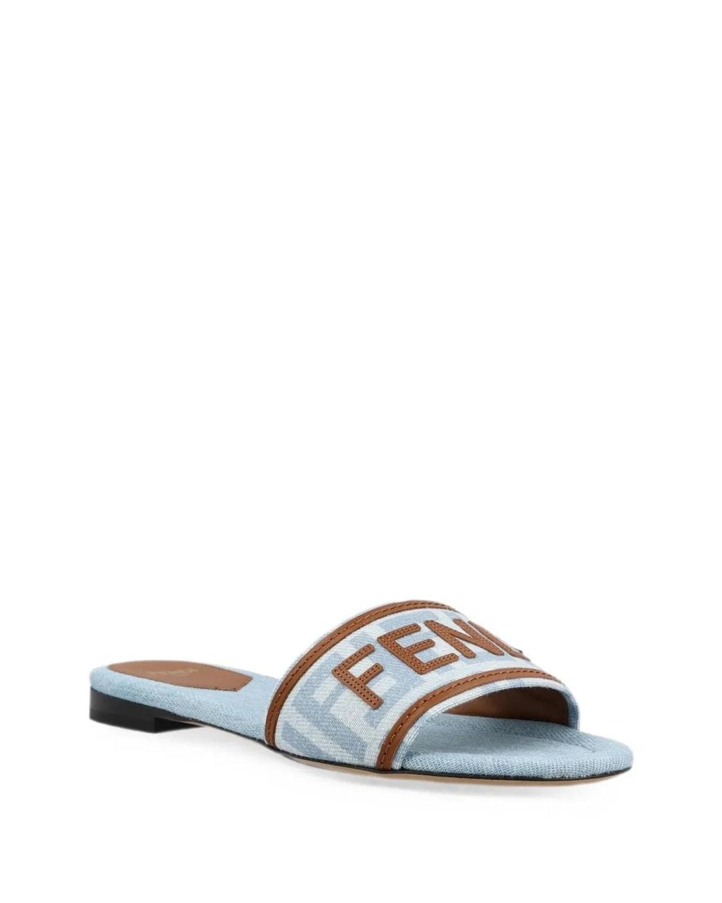 Fendi White Sunshine Logo-Patch Sandals