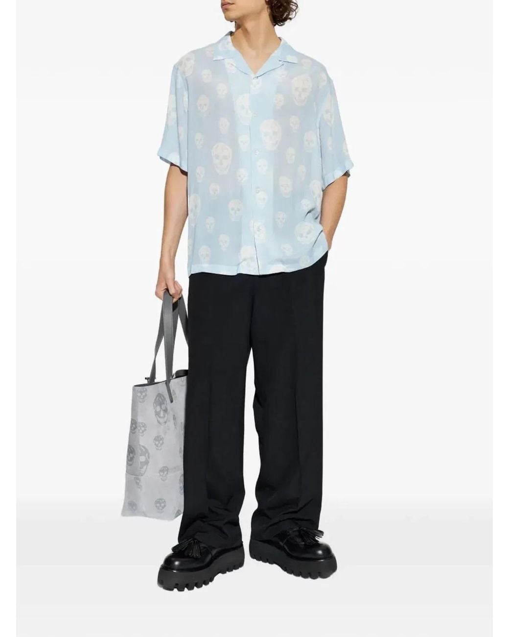 McQueen Blue Printed Hawaiian for men