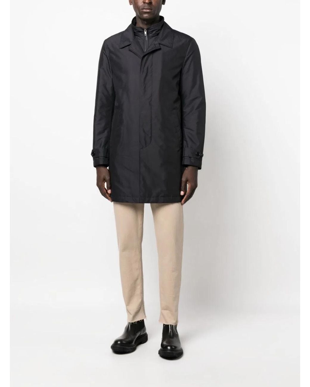Fay Black Easy Morning Double Breasted Coat for men