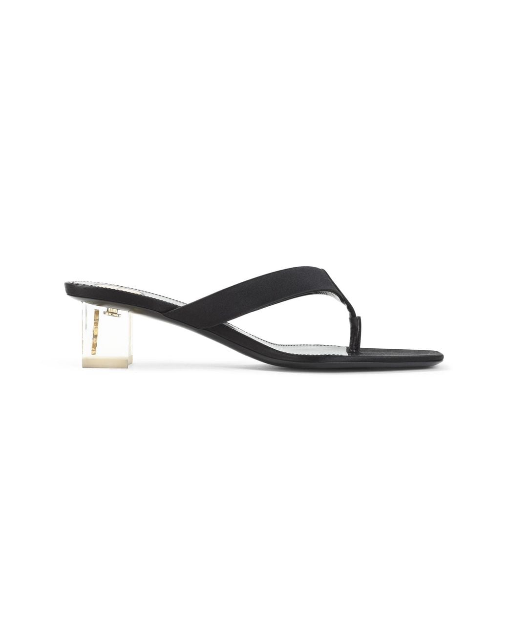 Saint Laurent Black Satin Frida Thong Mules