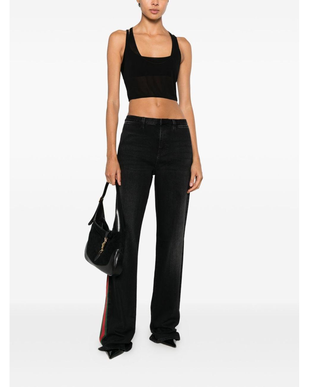 Gucci Black Stretch Denim With Web