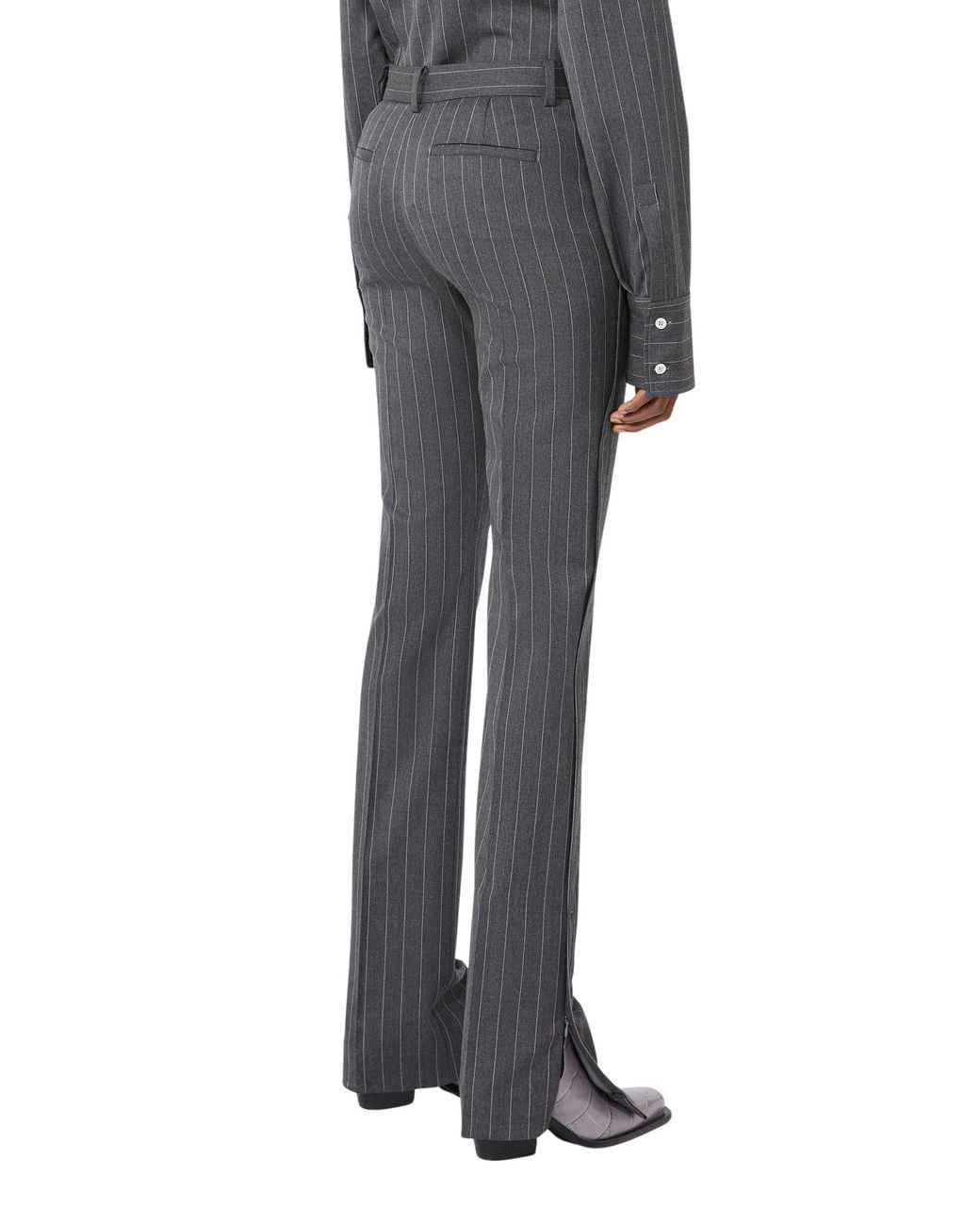 Max Mara Gray Stretch Wool Slim Flared Trousers