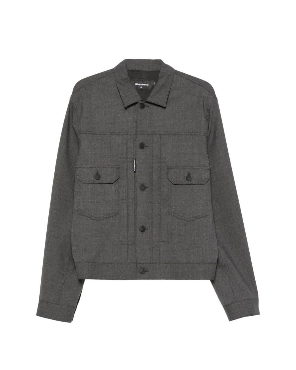 DSquared² Gray Button-Up Pocket-Detail Jacket for men