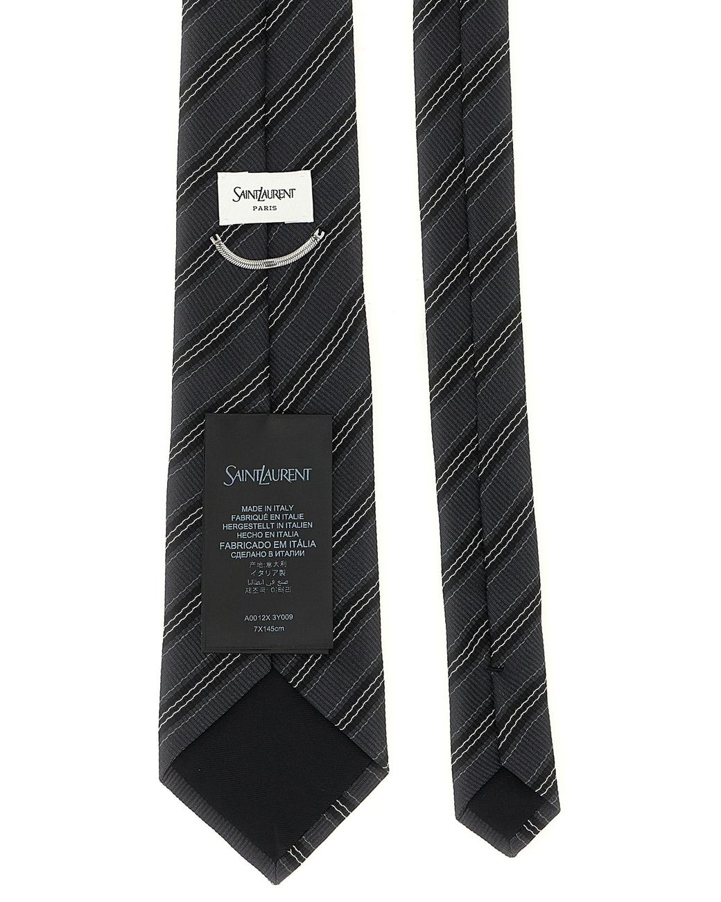 Saint Laurent Black Striped Tie for men