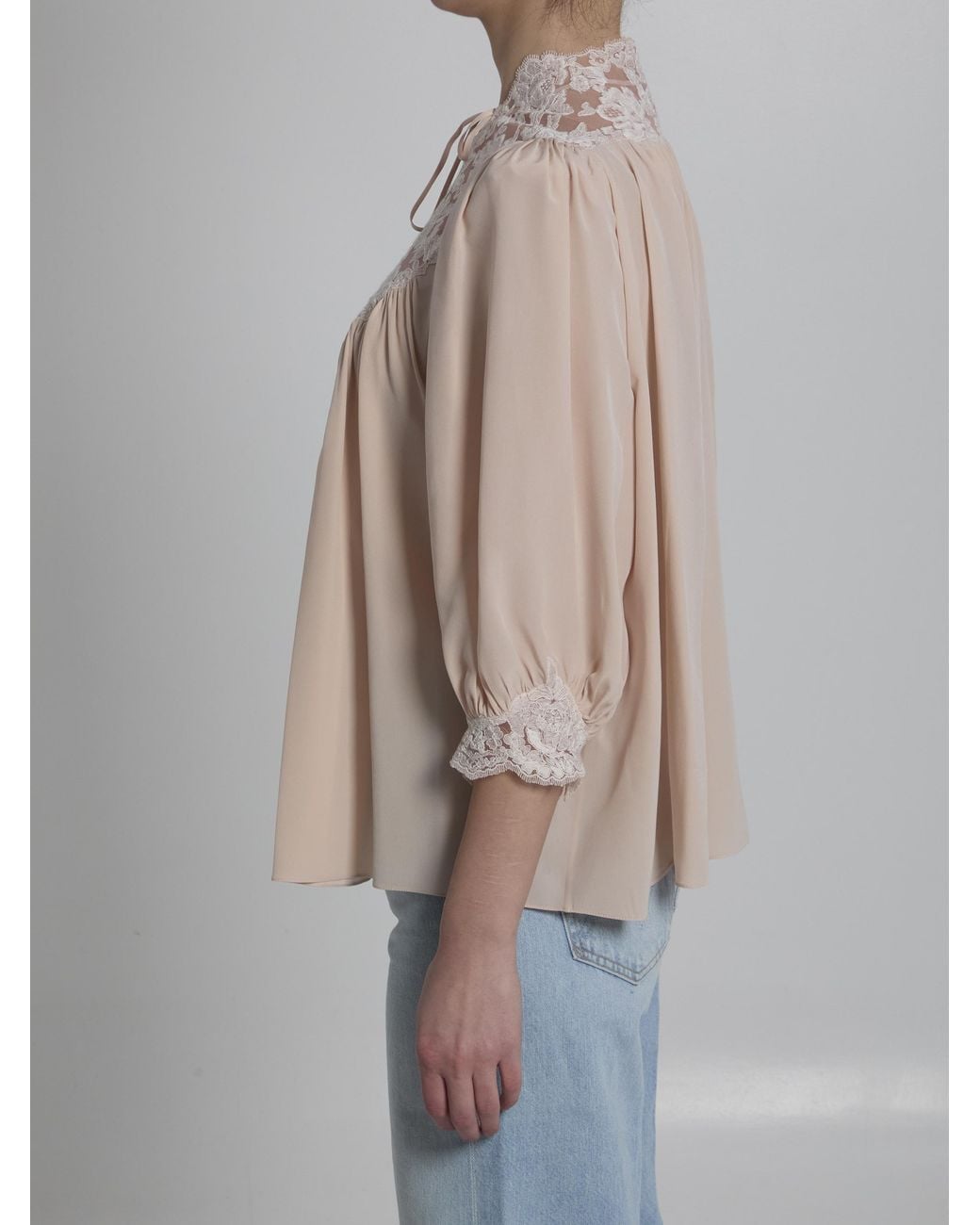 Chloé Brown V-Neck Shirt