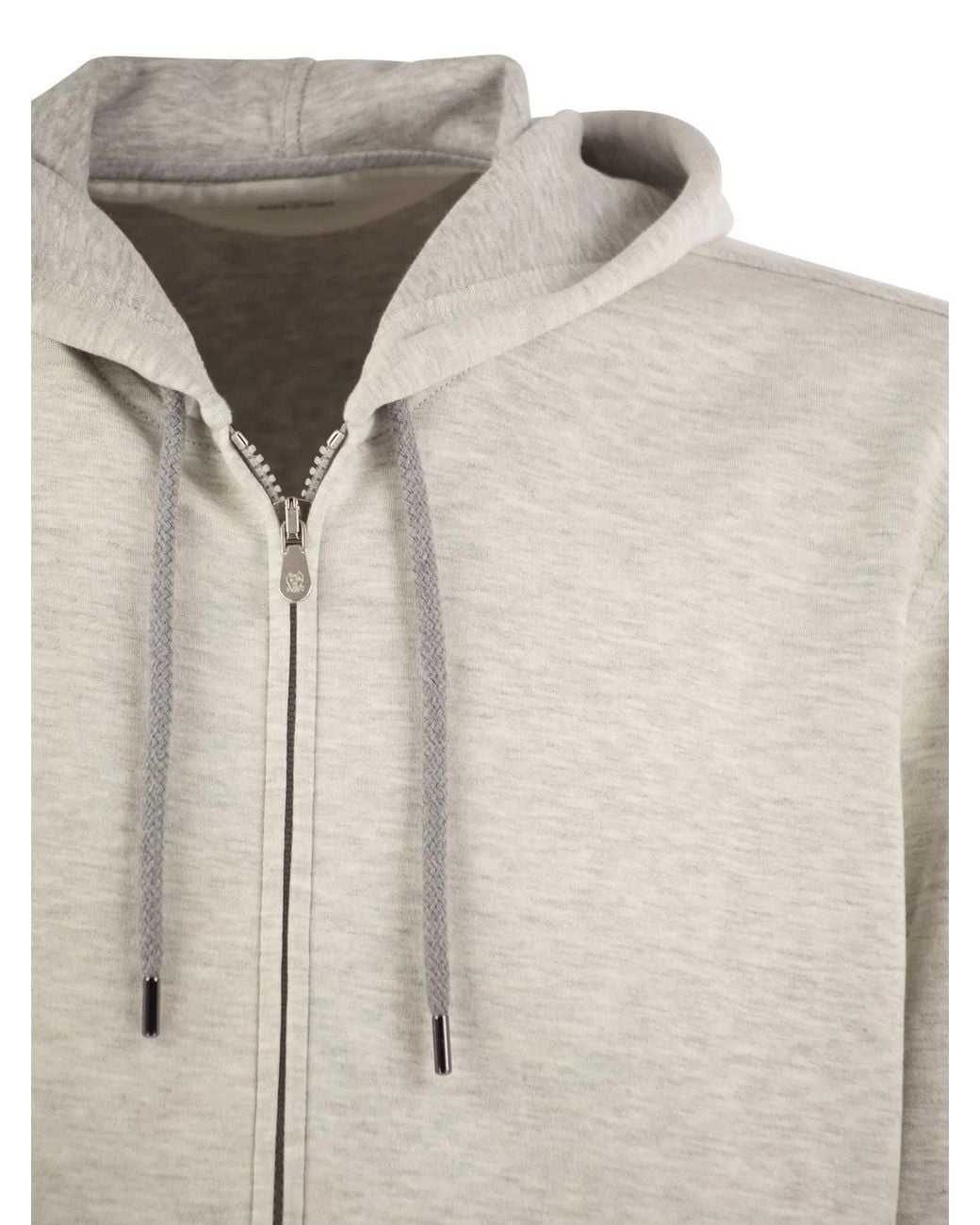Brunello Cucinelli Gray Cotton, Cashmere And Silk Fleece Zipped Topwear for men
