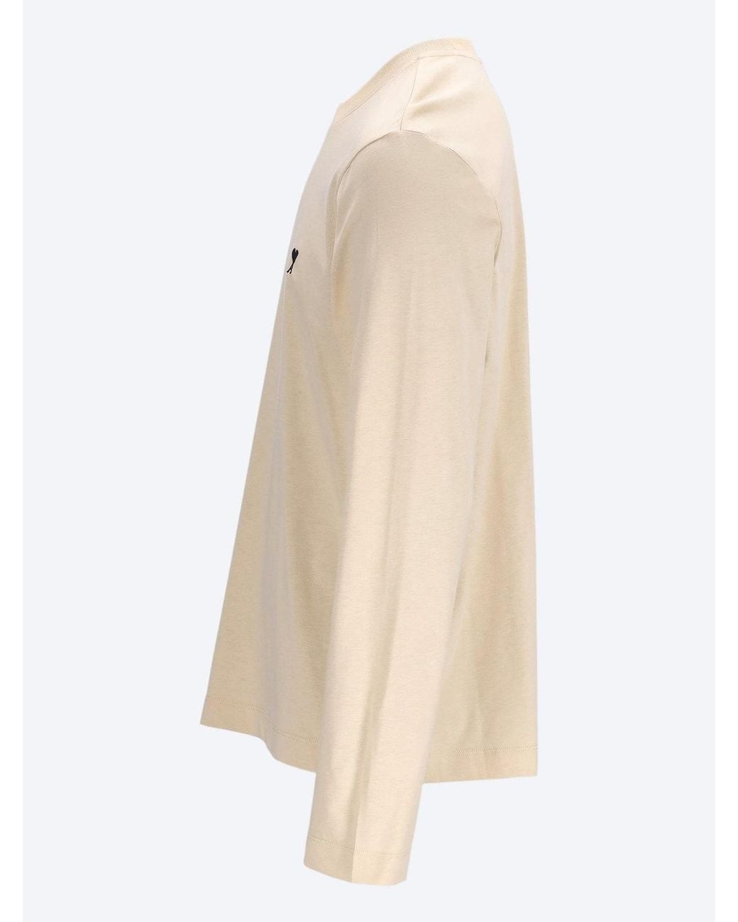 AMI Natural Long-Sleeve T-Shirt With Contrasted Ami D for men