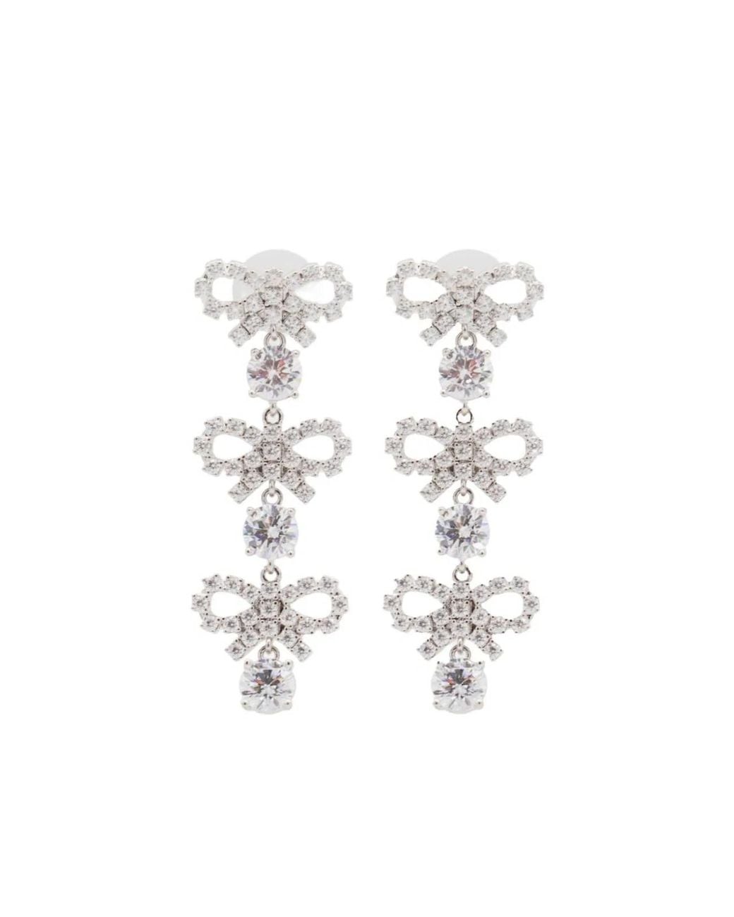 Self-Portrait White Embellished Crystal Earrings