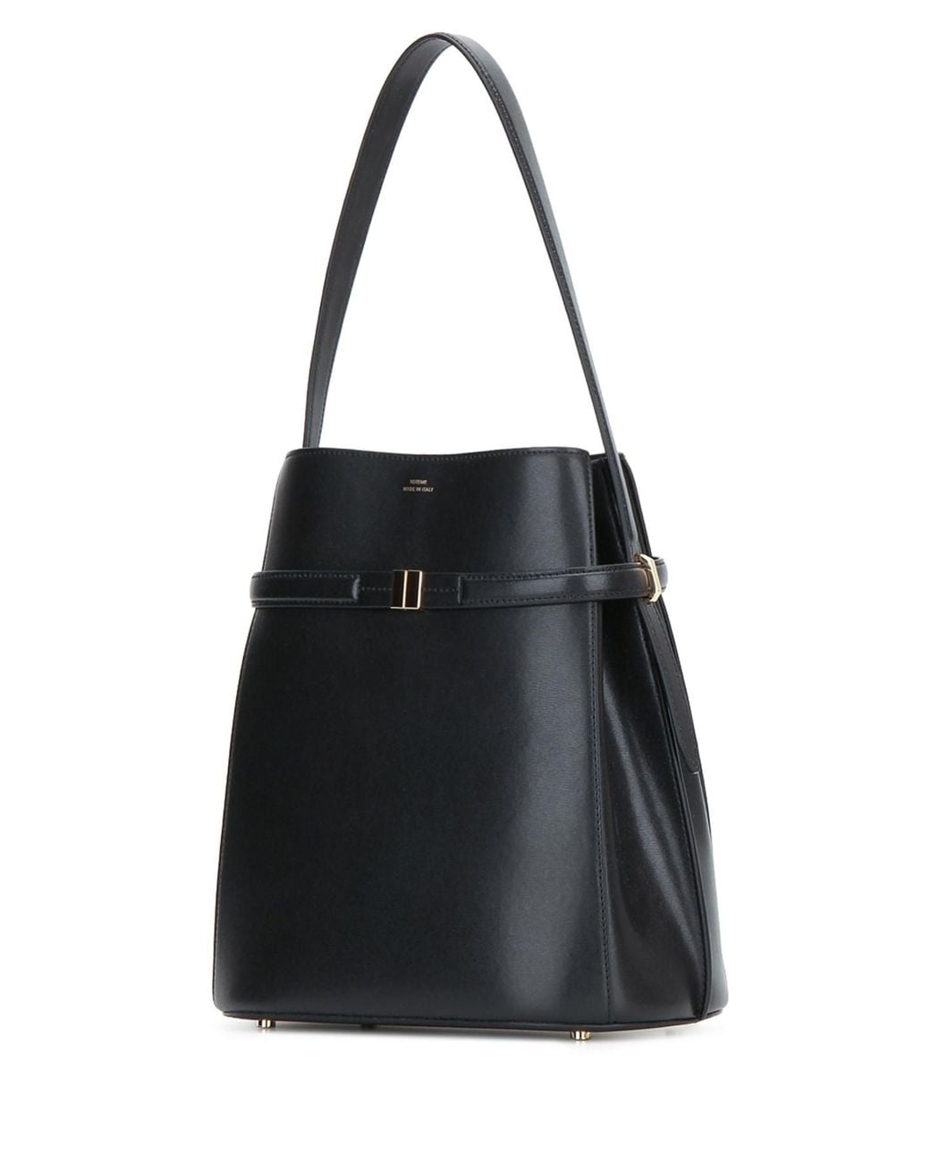 Totême Black Belted Leather Bucket Bag