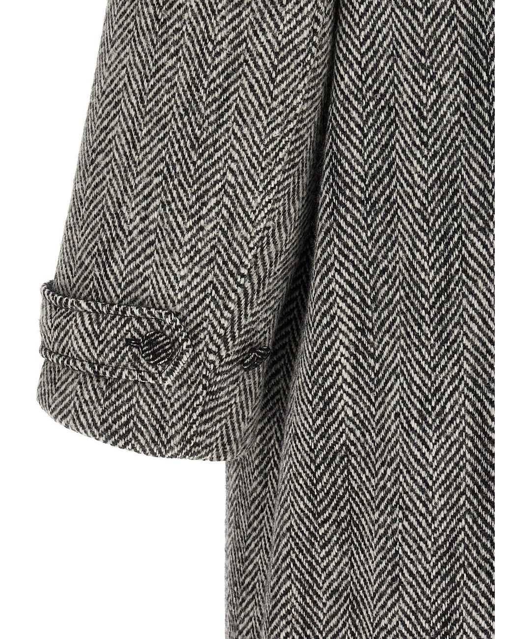 Dolce & Gabbana Gray Dolce&Gabbana 'Chevron' Wool Coat for men