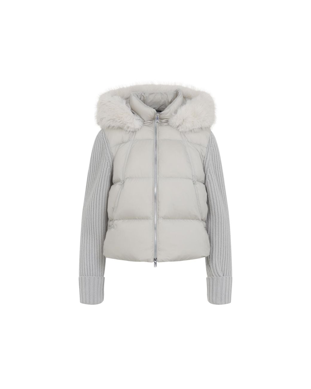 Moose Knuckles Gray Alabaster Everest Hybred Hooded Jacket