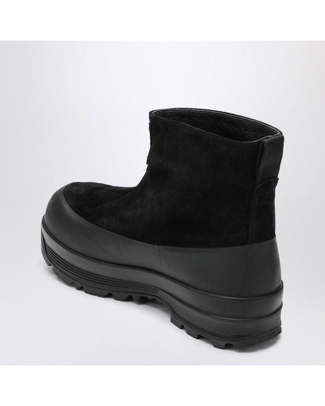 Stone Island Black Suede Ankle Boot With Logo for men