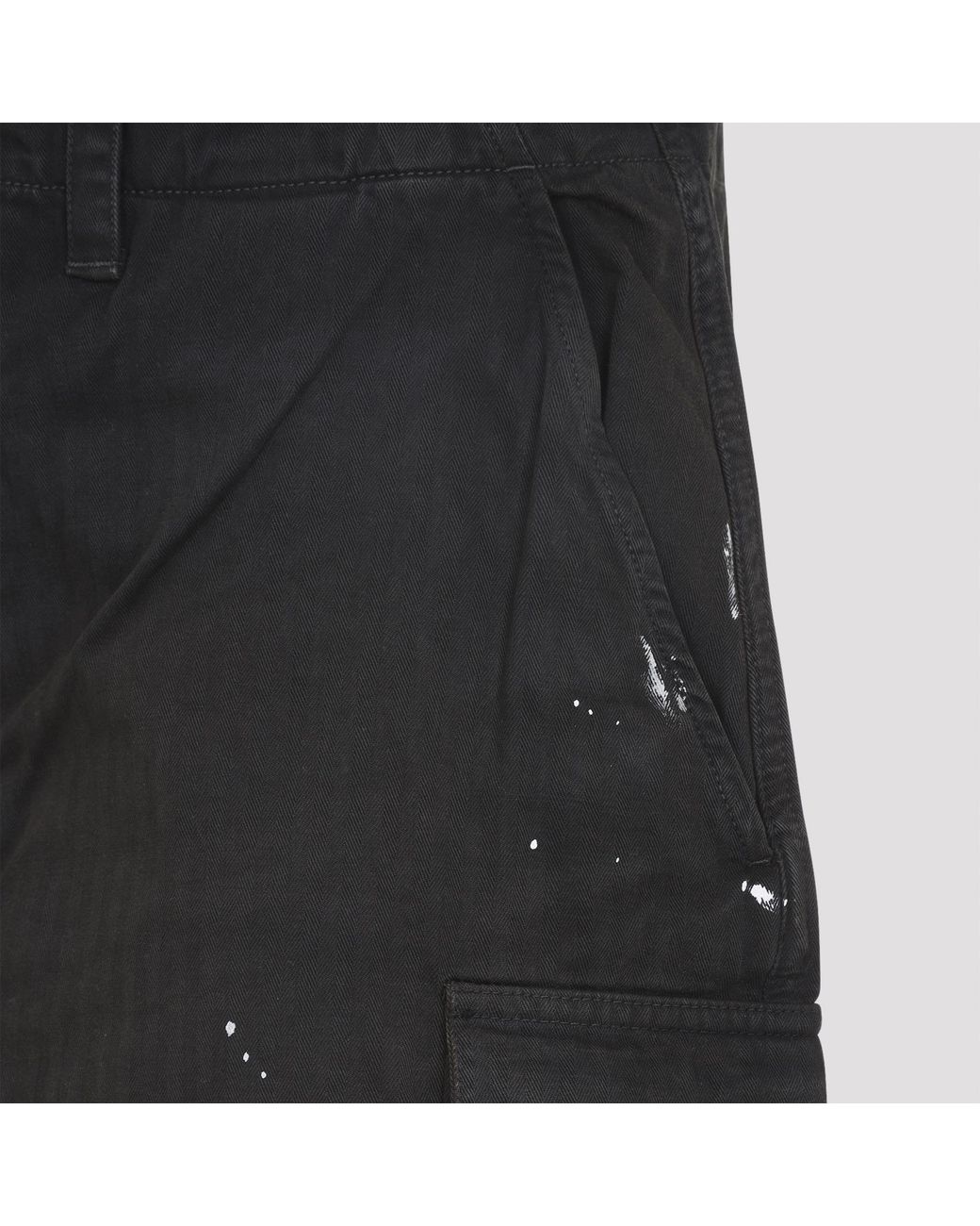 Our Legacy Gray Nebula Wash Herringbone Cotton Mount Shorts for men