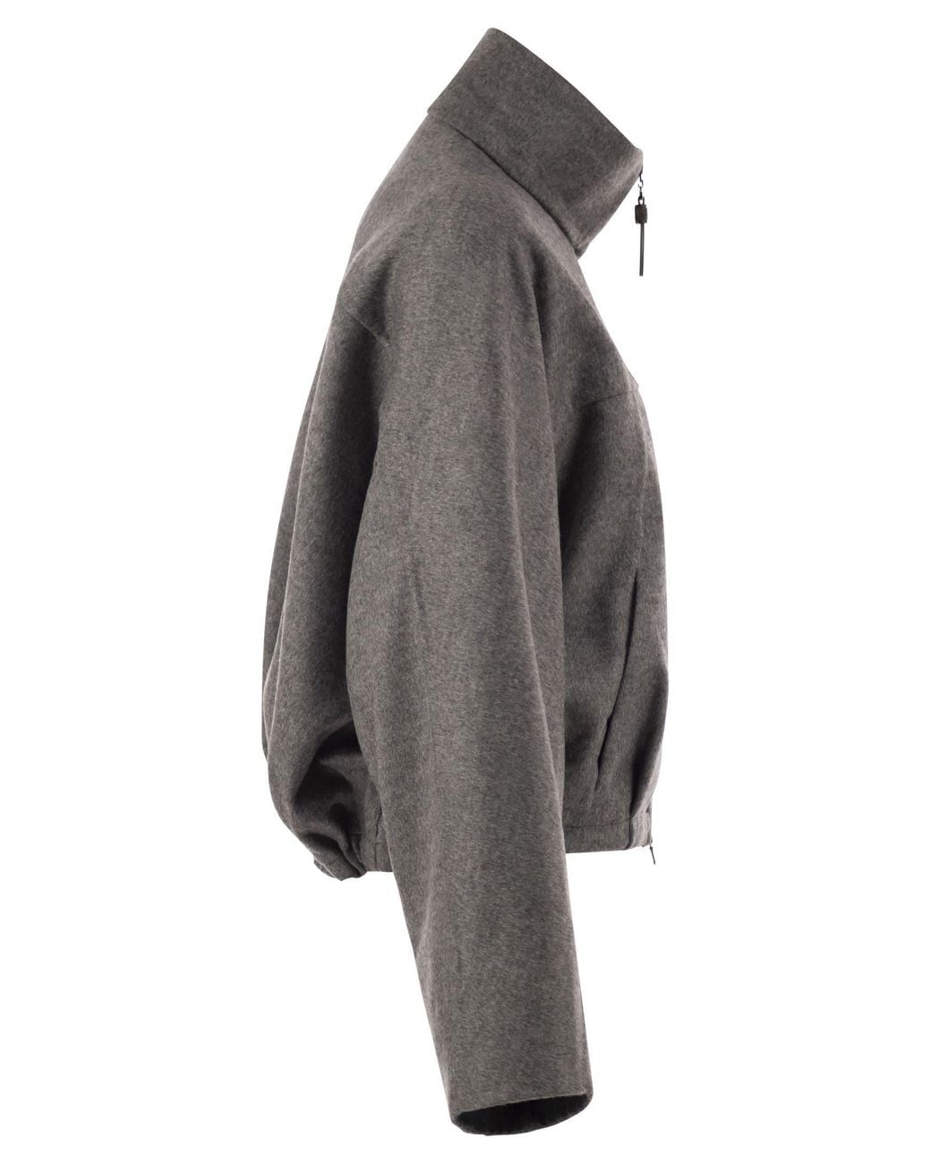 Brunello Cucinelli Gray Cropped Virgin Wool Jacket With High Collar