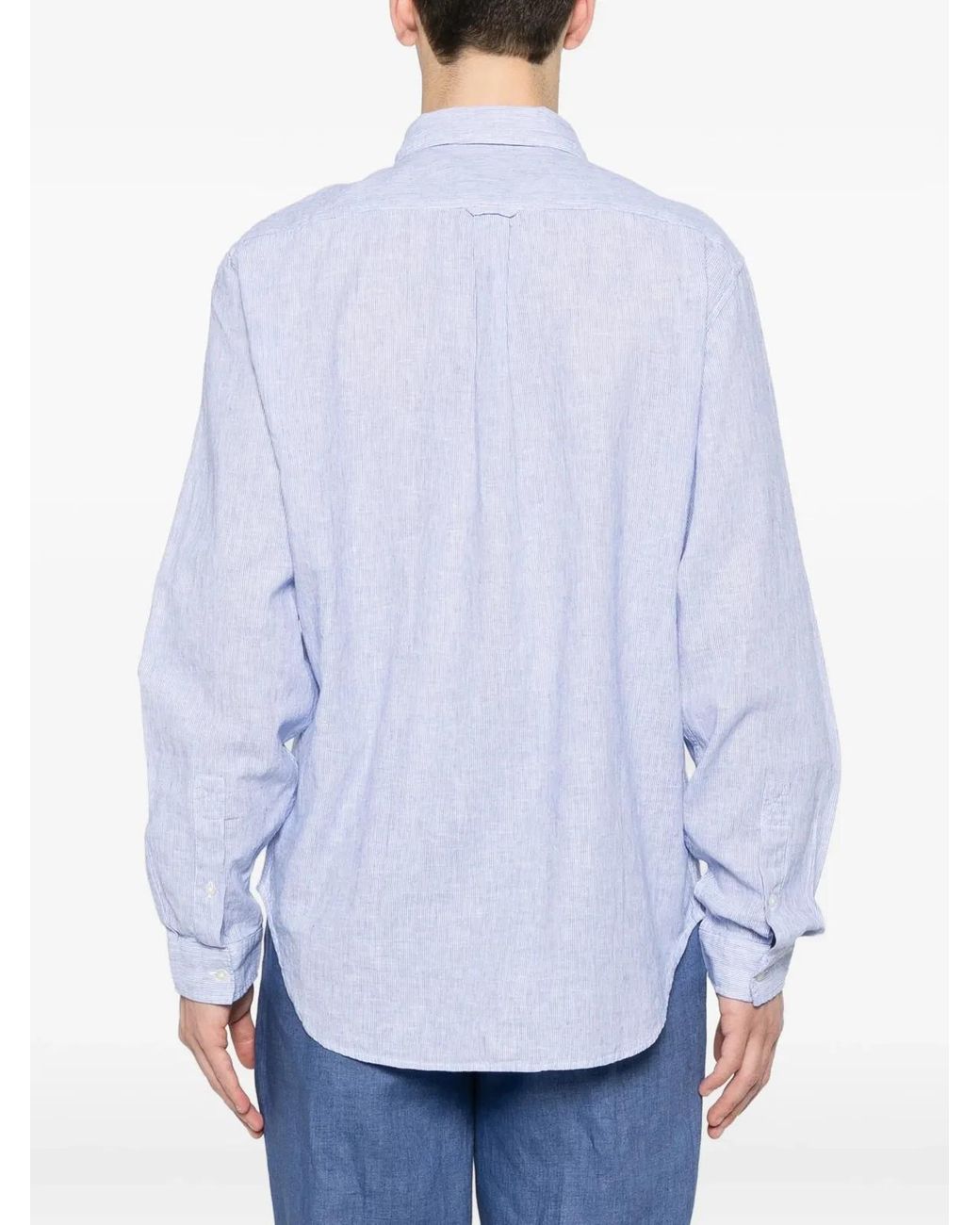 Woolrich Blue Striped Linen Shirt for men