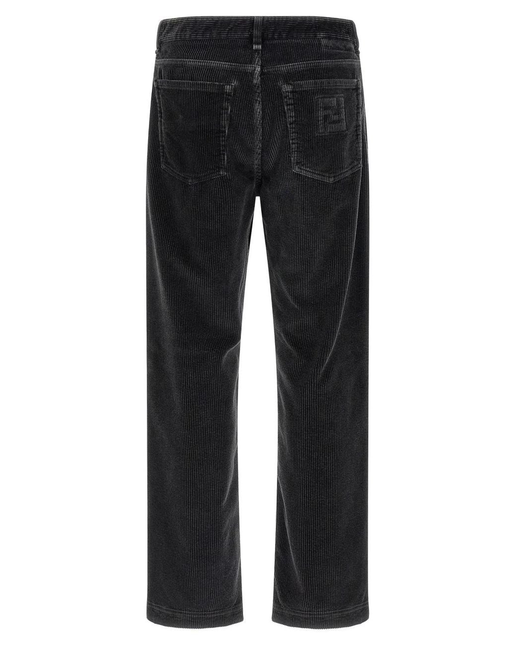 Fendi Black Flat Front Trousers for men