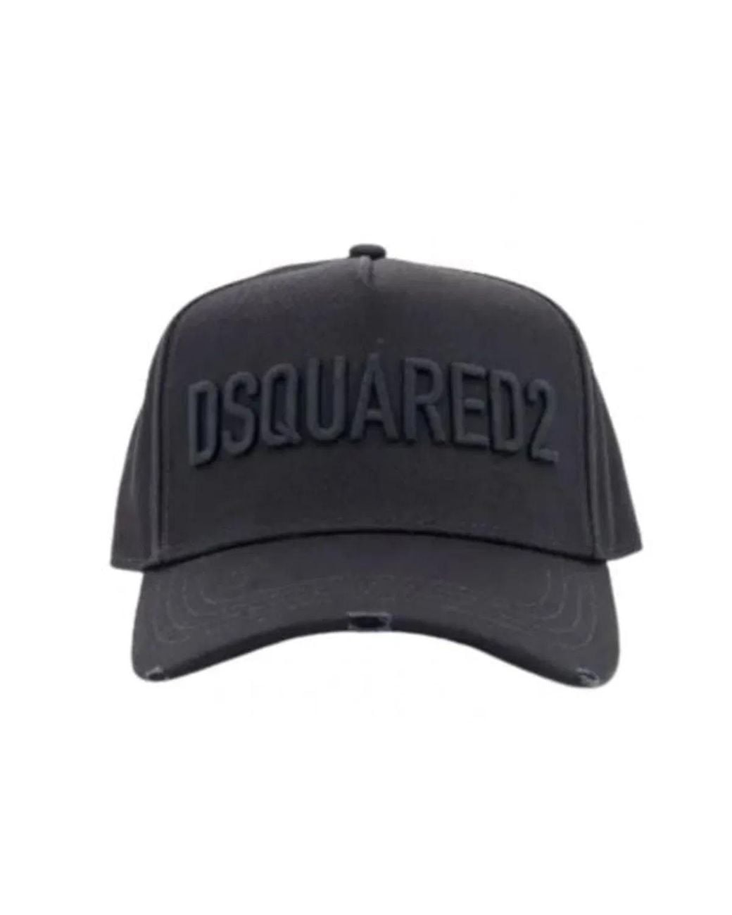 DSquared² Black Cotton Logo Patch Hat for men