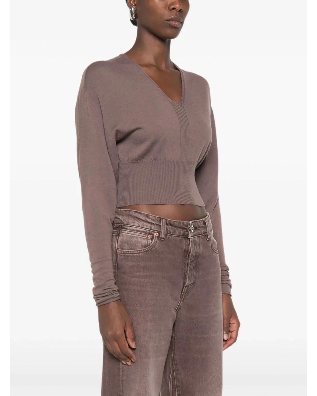 Rick Owens Brown V Cropped Top