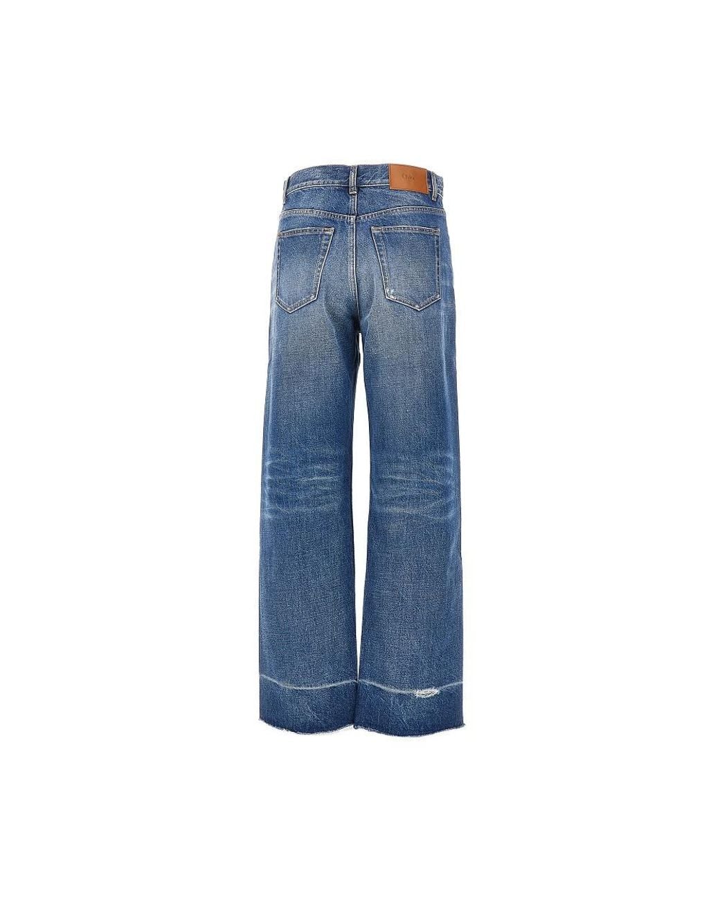 Chloé Blue Raw-Cut Hem Jeans