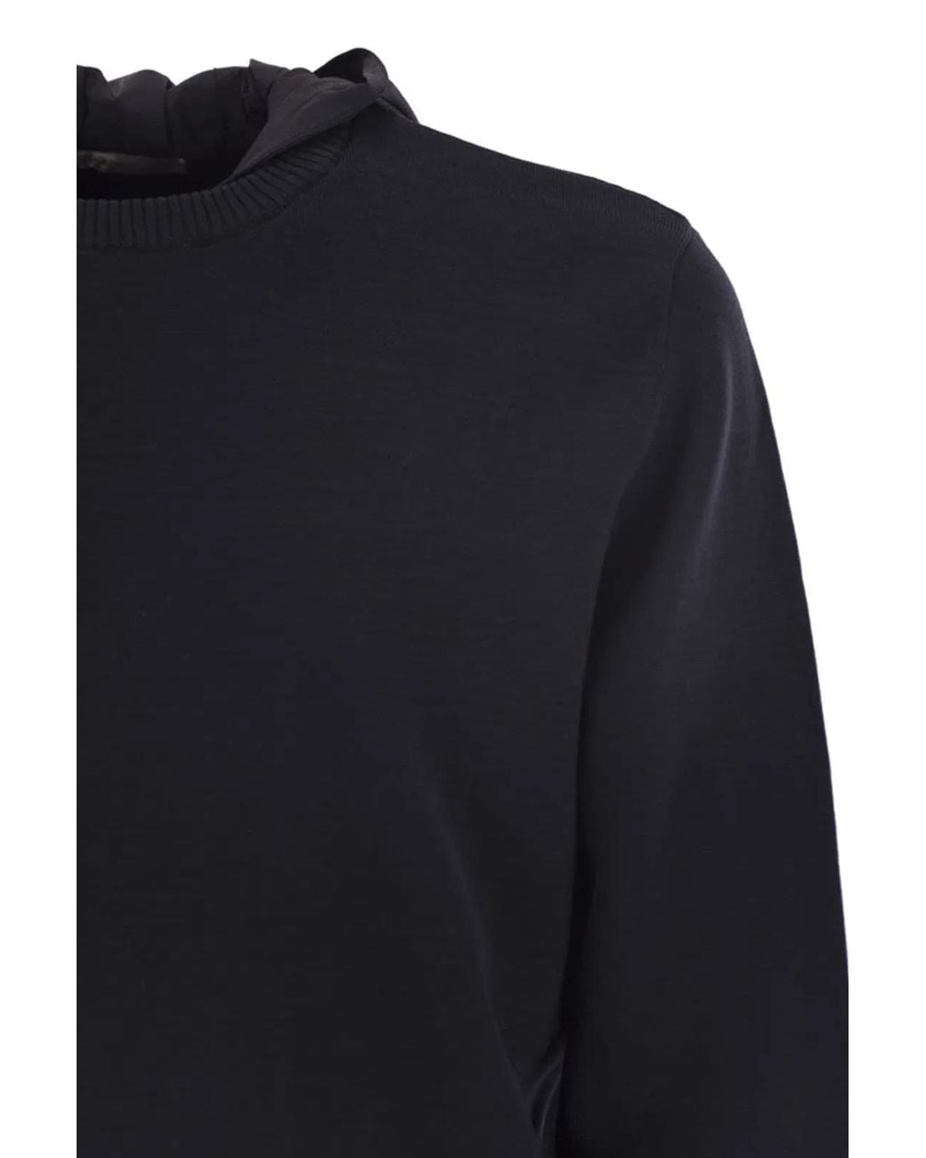 Herno Blue Resort Double Cotton Knit And Nylon Hoodie for men