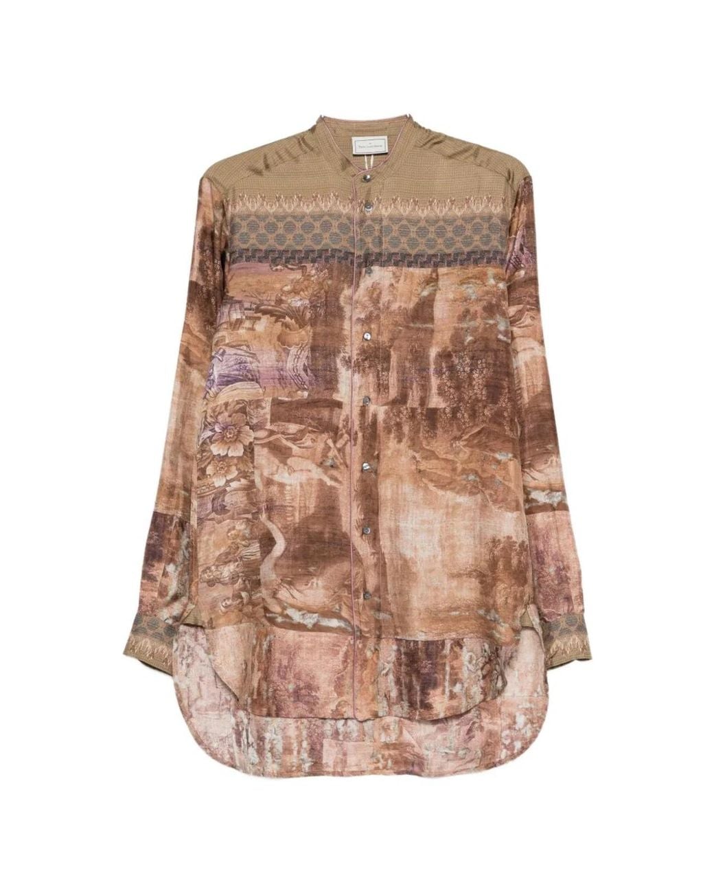 Pierre Louis Mascia Natural Printed Silk Shirt