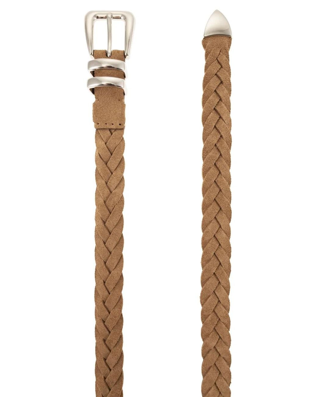 Brunello Cucinelli Brown Reversed Calfskin Belt With Braided Tip for men