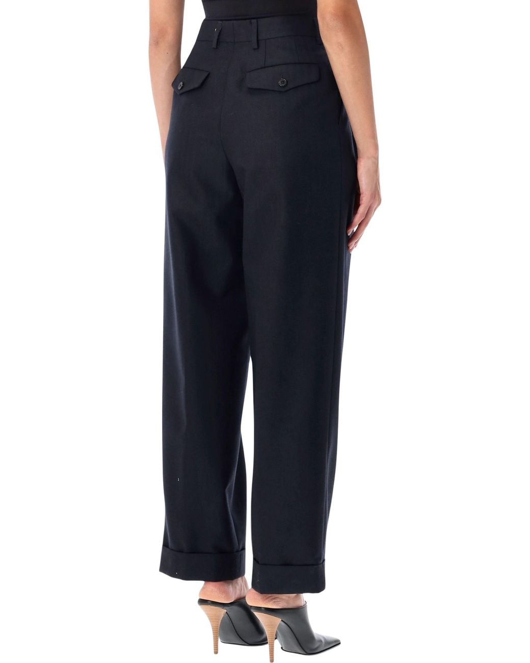 Dries Van Noten Black Pleated Wool Trousers