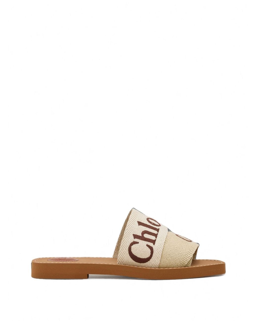 Chloé White Woody Logo-Embroidered Sandals