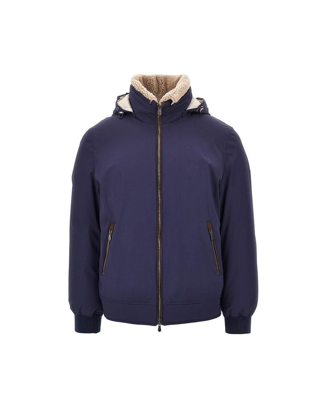 Brunello Cucinelli Blue Stretch Nylon Down Jacket for men