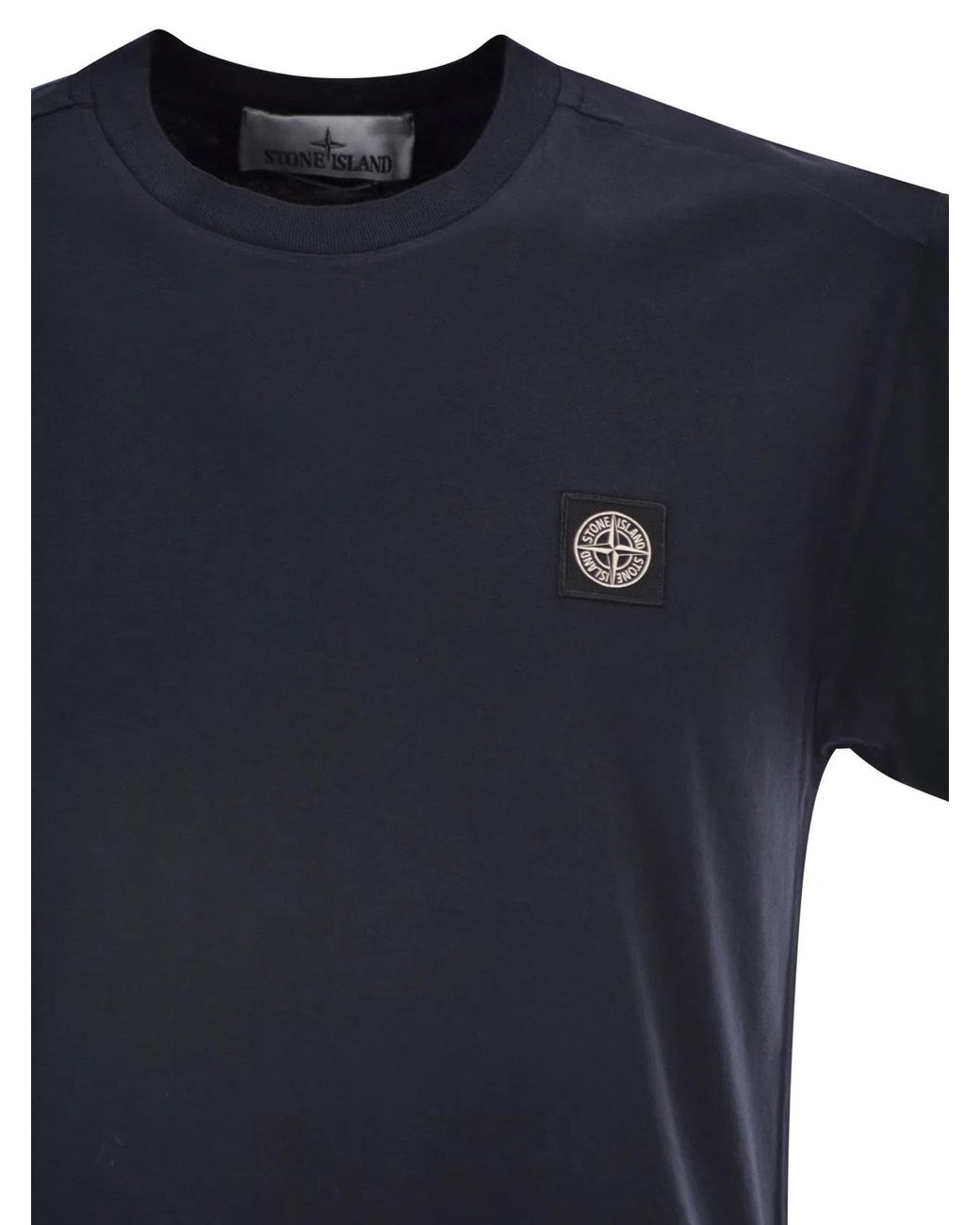 Stone Island Black Slim Fit T-Shirt With Compass Patch for men