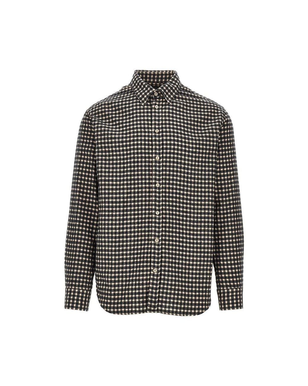 Emporio Armani Gray Flannel Shirt With Check Motif for men