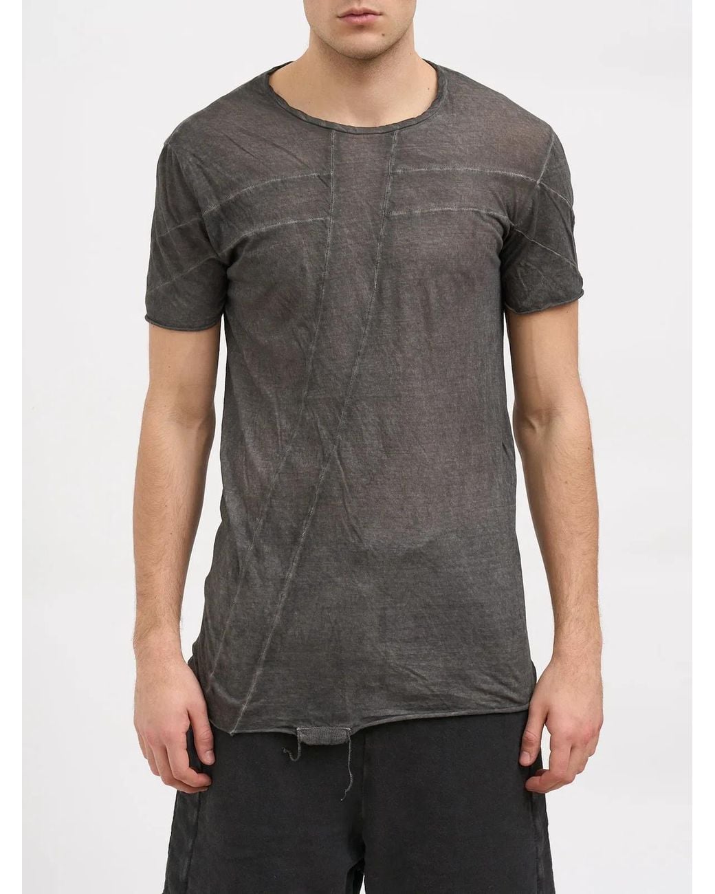 MD75 Gray Cotton Crew Neck T-Shirt for men