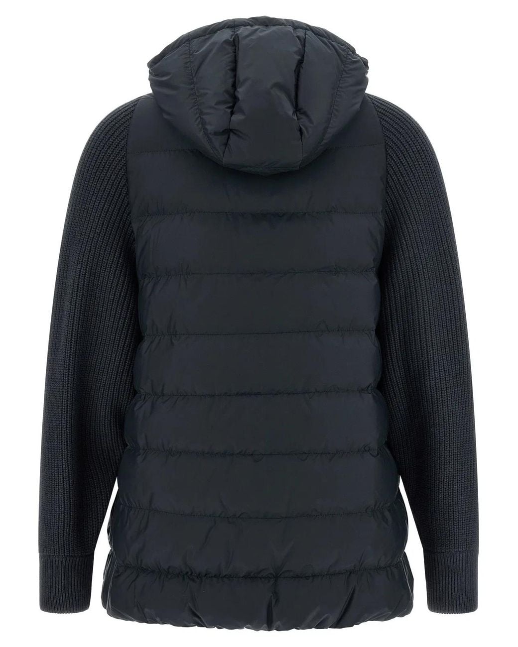 Brunello Cucinelli Black 'Shiny Zipper Pull' Down Jacket