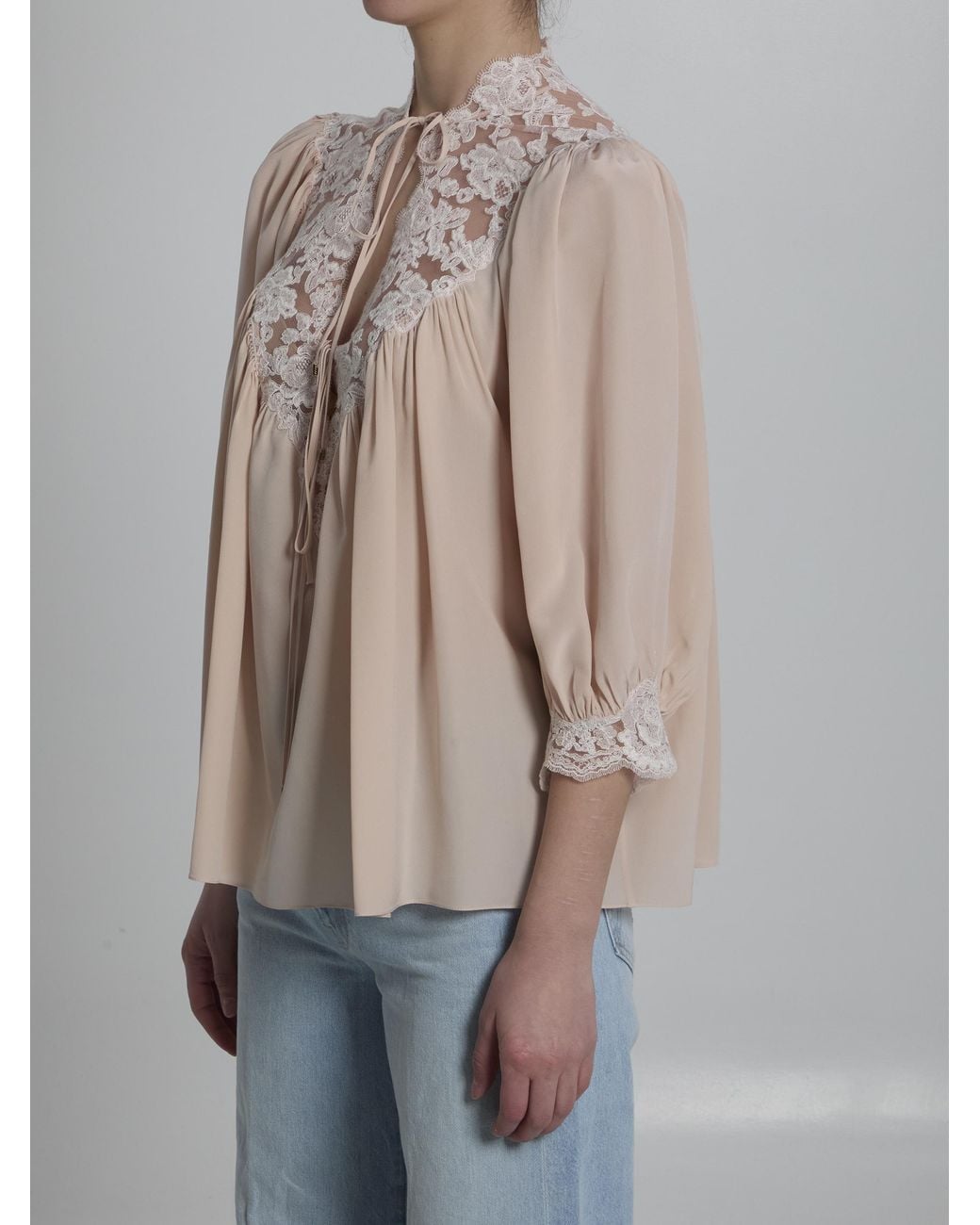 Chloé Brown V-Neck Shirt