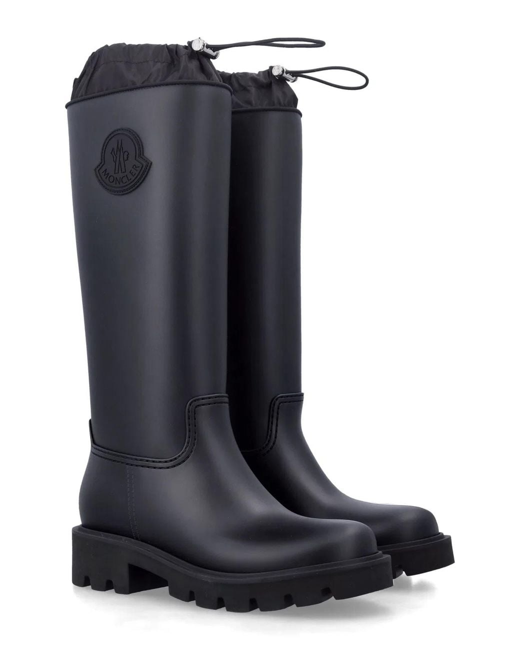 Moncler Blue Minimalist Mini Knee-High Waterpoof Rain Boots With Drawstring