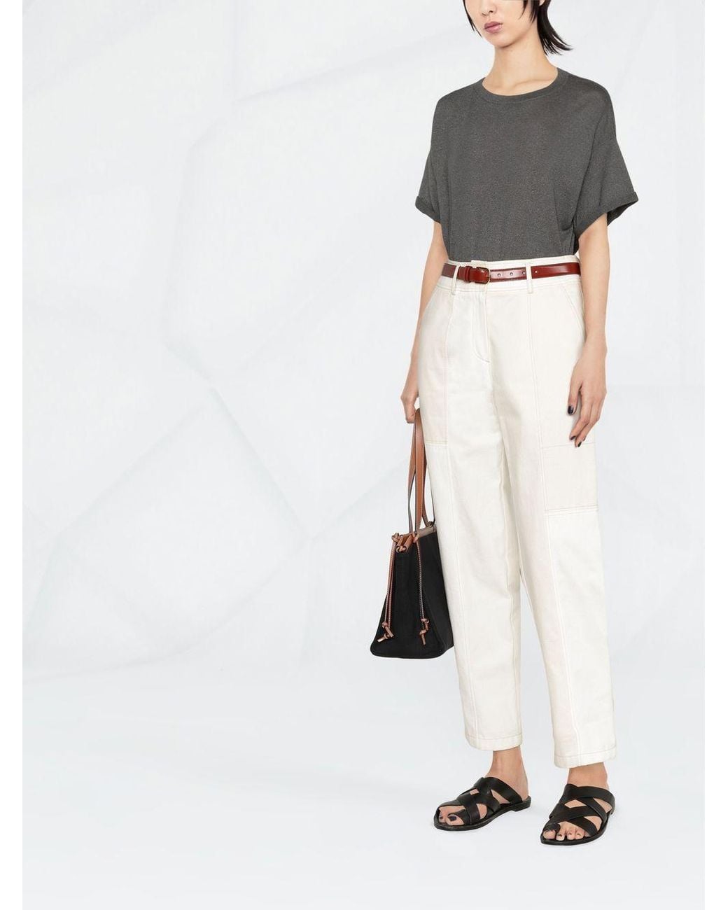 Brunello Cucinelli Gray Cashmere Glitter T-Shirt