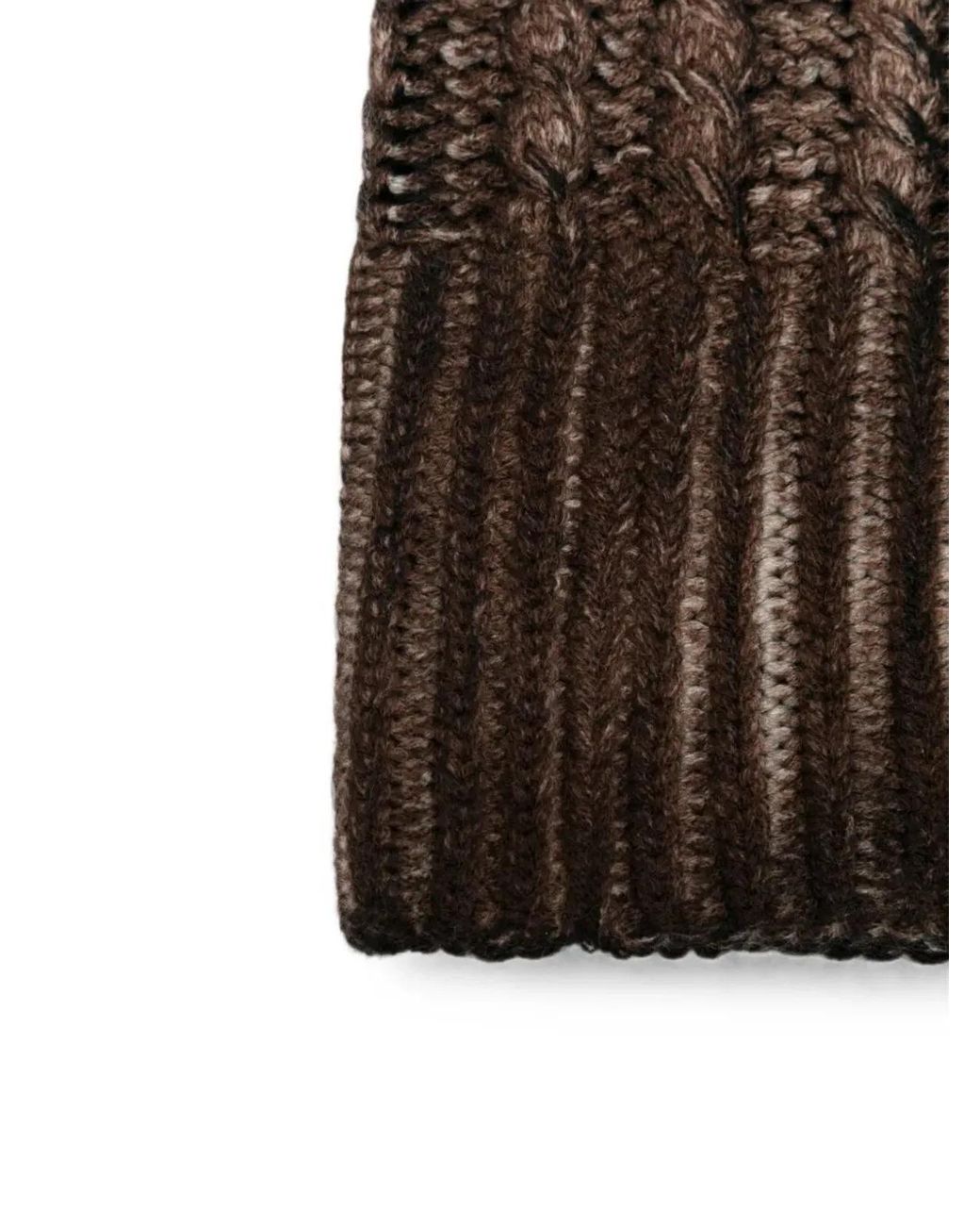 Avant Toi Brown Hand Painted Cashmere Braided Hat With High Edge