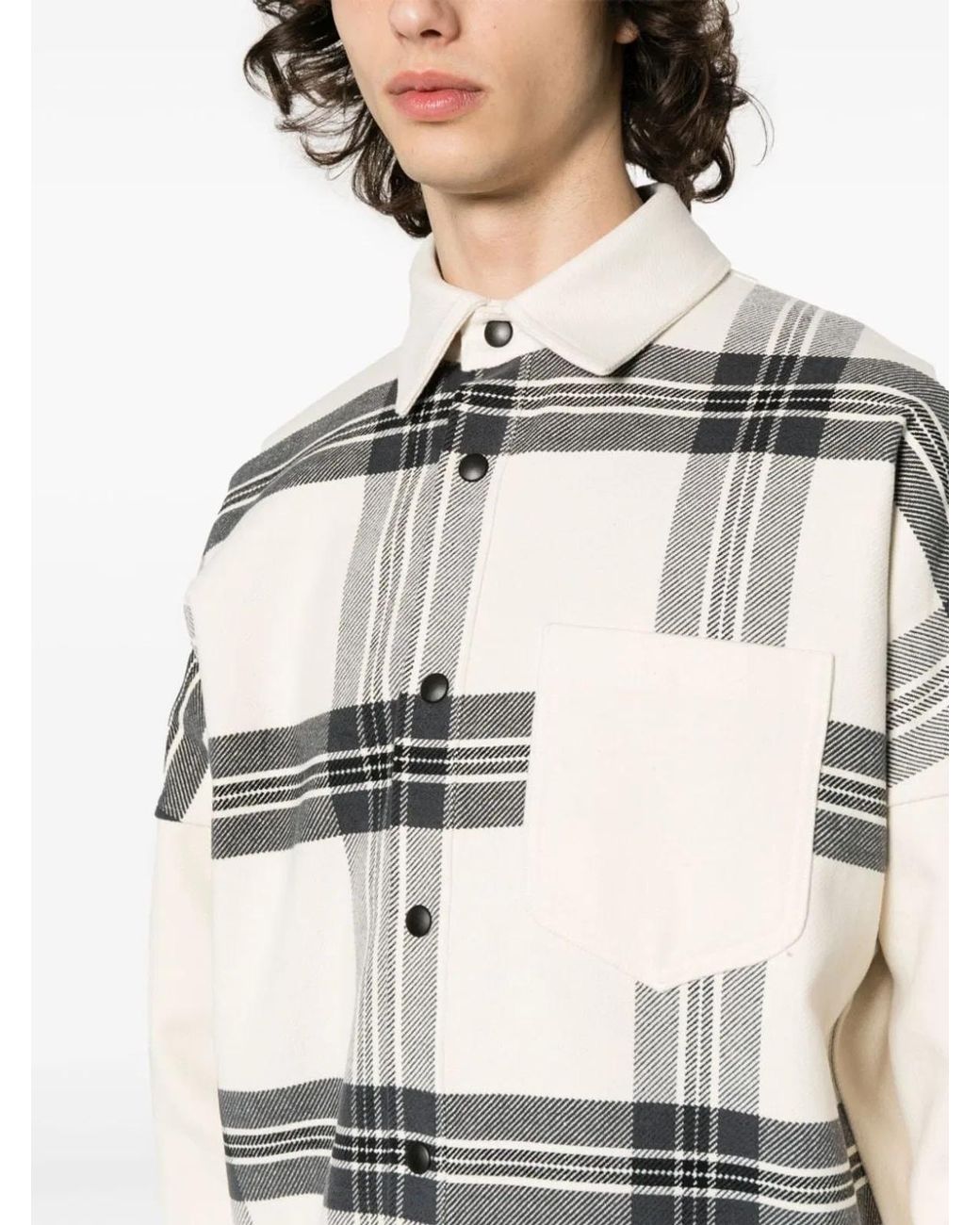 Palm Angels Gray Checked Cotton Overshirt for men
