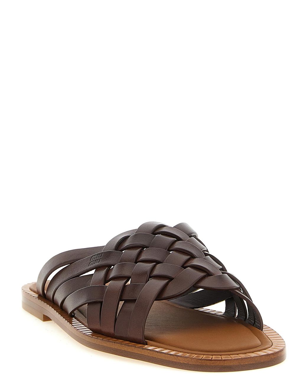Miu Miu Brown Waxed Leather Sandals