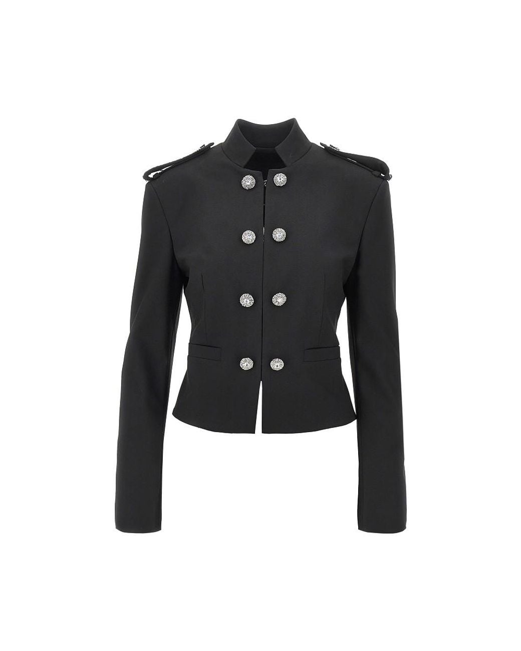 Pinko Black Jewelled Epaulettes Stretch Fabric Jacket