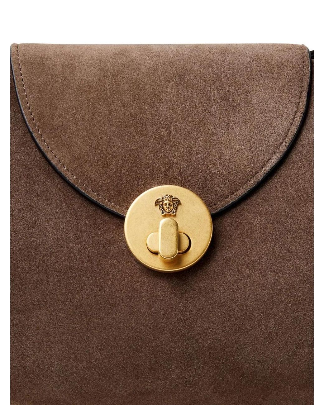 Versace Brown Genuine Calf Leather Handbag