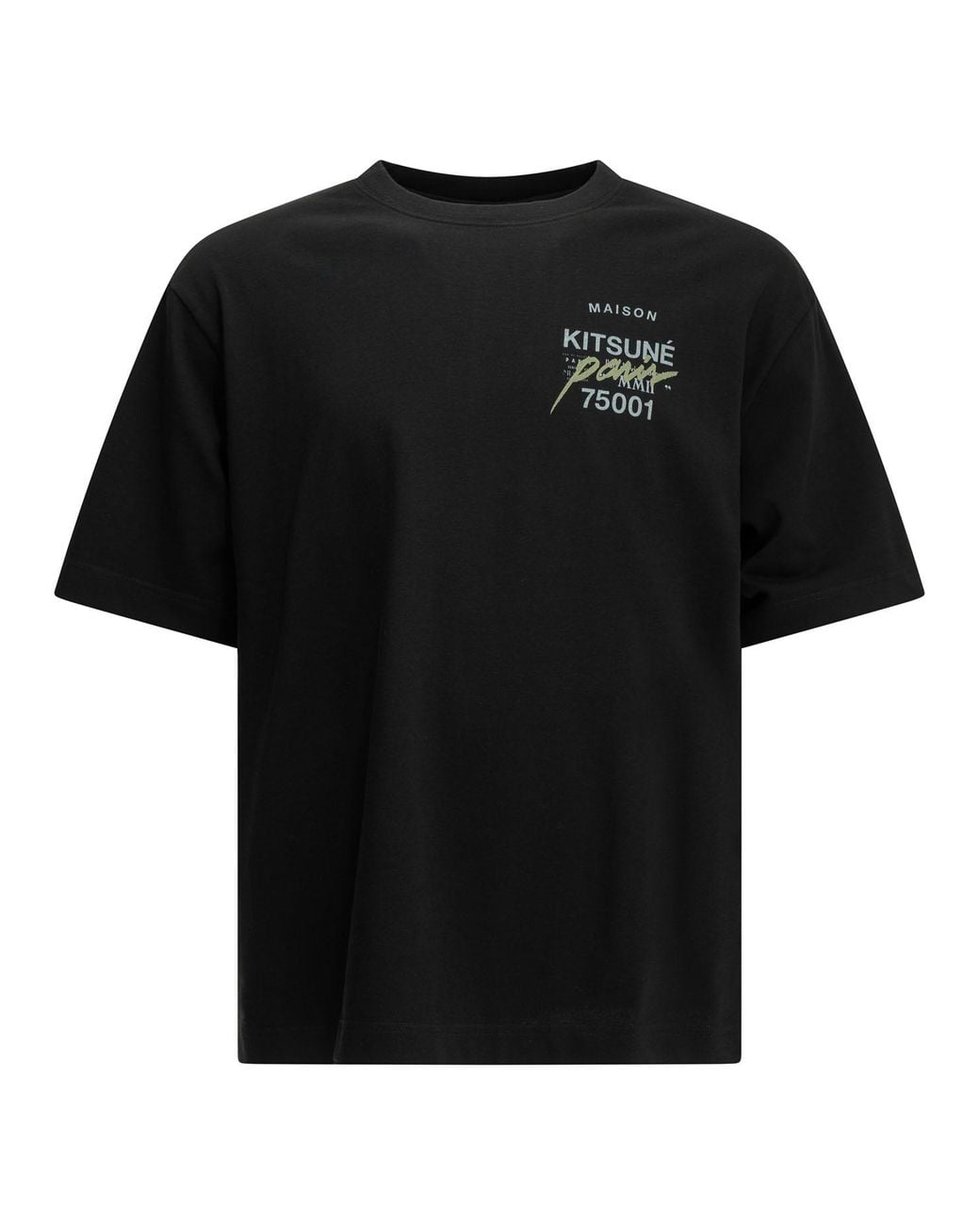 Maison Kitsuné Black Maison Kitsuné "Mmii Profile Fox" Crew-Neck T-Shirt for men