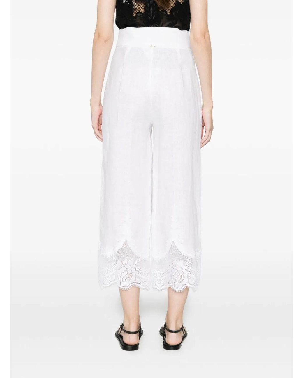Twinset White Optical Cotton Trousers